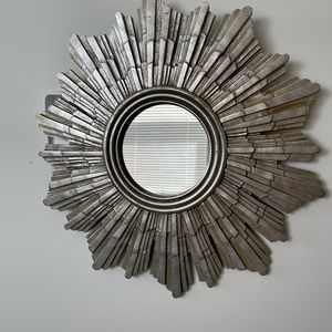 Small Starburst silver plated metal framed mirror
